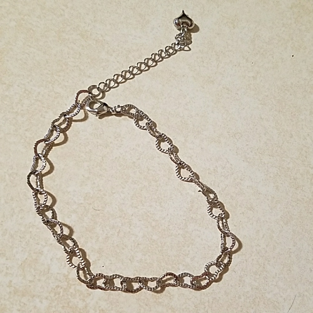 Silver heart anklet